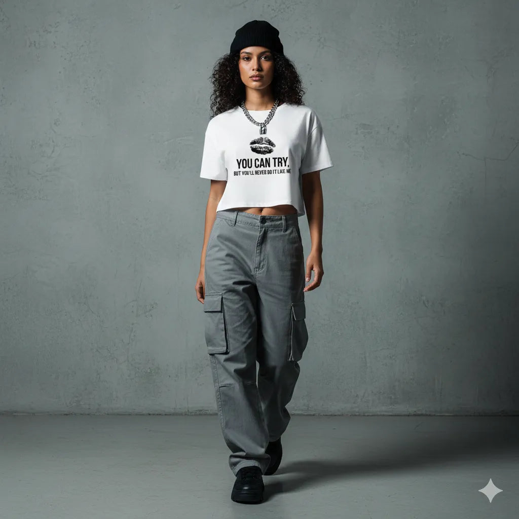 "YOU CAN TRY" - Empowering Street Crop Top